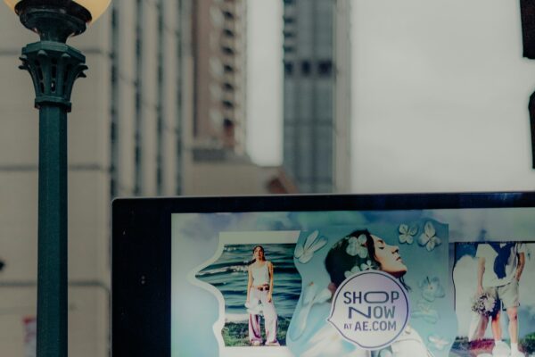 Digital advertising banner on screen - display advertising for hotels